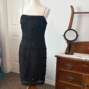 JS Collections Black Strapy Dress with lace & sparkles
